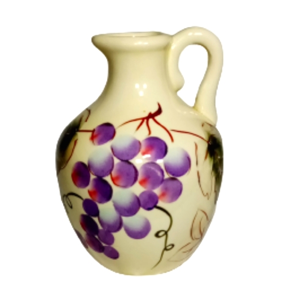 Art Hand Painted Purple Grapes Decorative Ceramic Wine Jug Poshmark